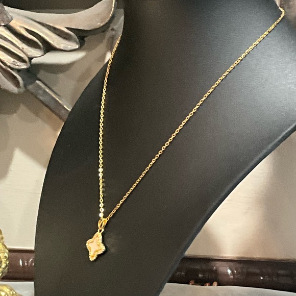 Elegant and Chic 18” Gold Necklace with White Clover Pendant - Picture 6 of 7